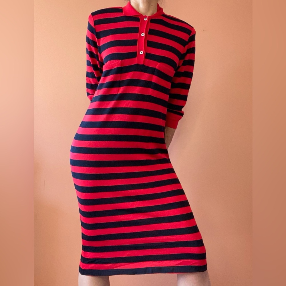 Vintage Liz Claiborne Knit Polo Dress Long Midi